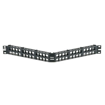 Keystone 48 bağlantı modüler yüksek yoğunluklu siyah patch panel, (1RU) açılı.