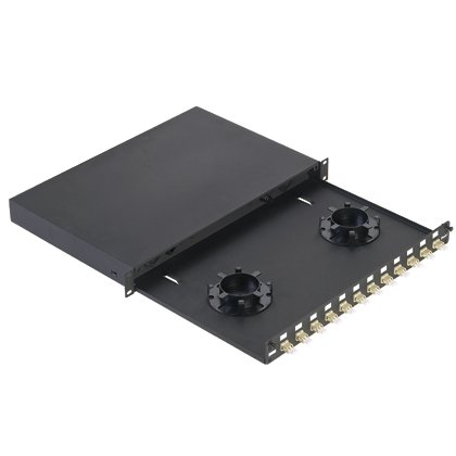 12 Dubleks 50um LC Adaptörlerinde, Blk, Phos Bronz Bölünmüş Manşonlarıyla Önceden yüklenmiş Fiber çekmece