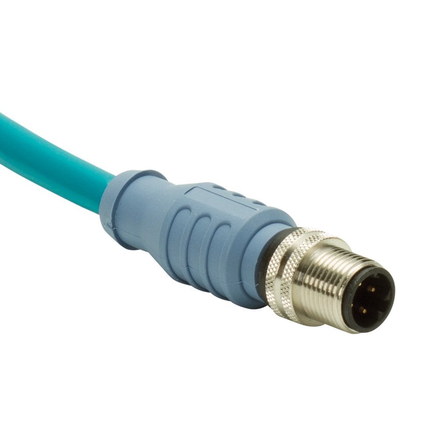 IndustrialNet Cordset - Erkek D-kodu, Düz Connector, STP, TPE Jacket, Teal, 15M için M12 Erkek