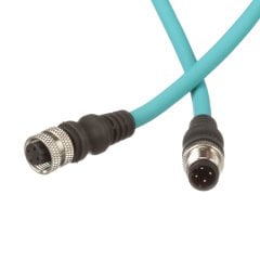 IndustrialNet Cordset - M12 Erkek-Dişi D-kod, Düz, STP, TPE Teal, 0.5M