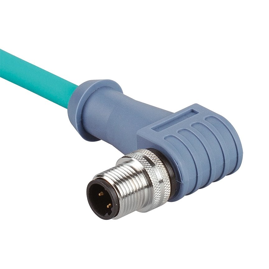 IndustrialNet Cordset - Erkek D-kod M12 Erkek, Açılı Konnektör, STP, TPE Ceket, Çamurcun, 1M