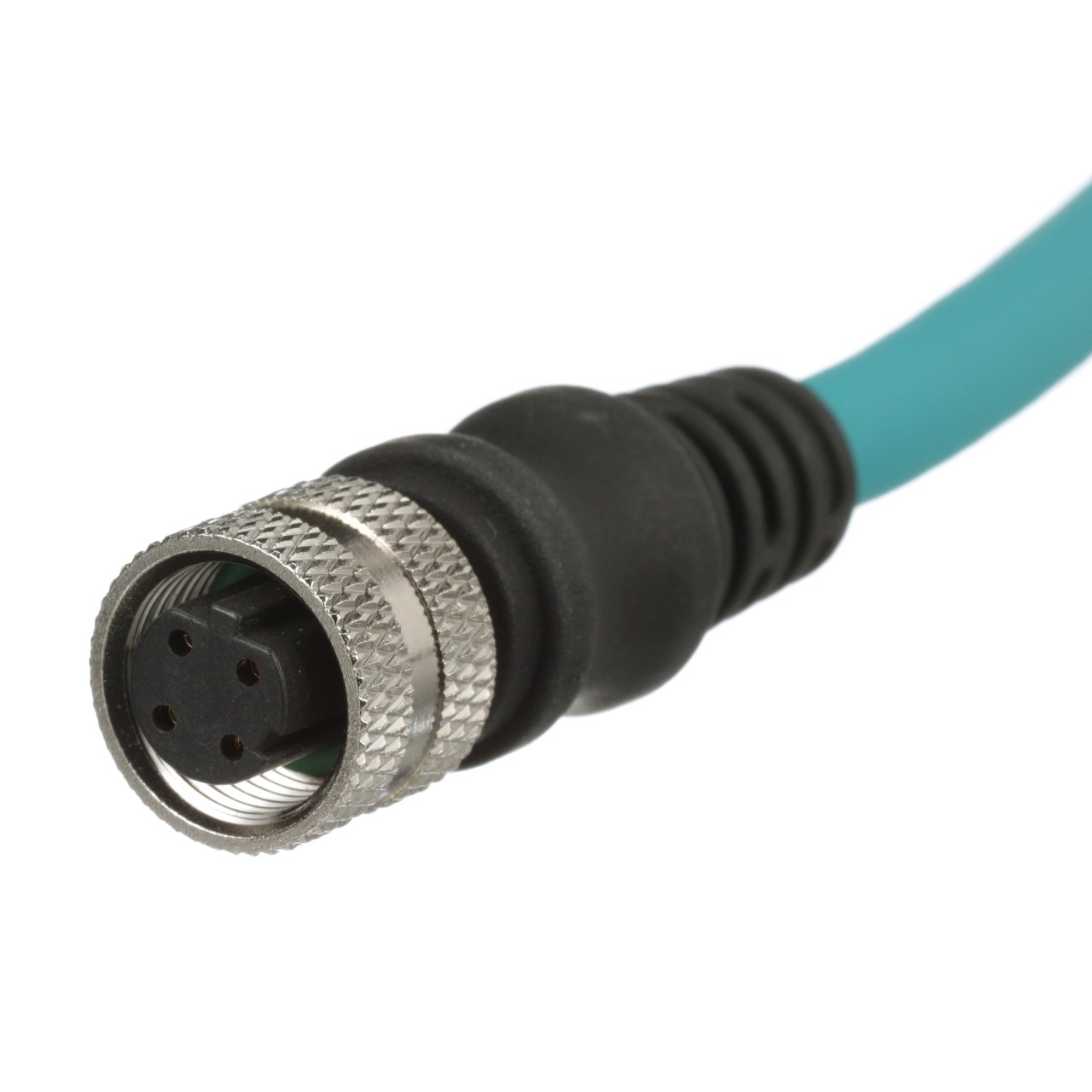 IndustrialNet Cordset - M12 Kadın D-kod Pigtail, Düz, STP, TPE Teal, 15M