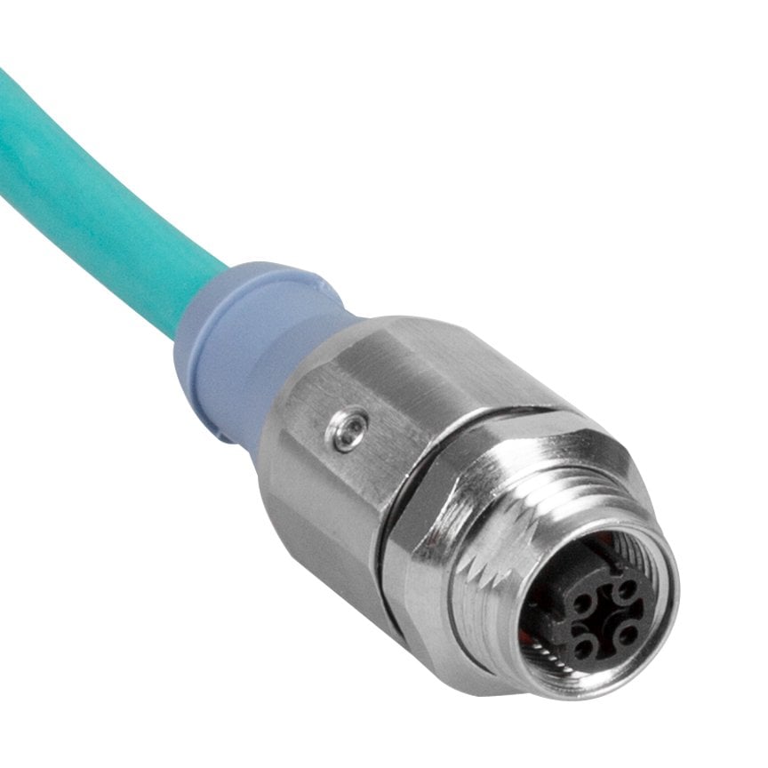 IndustrialNet Cordset - M12 Bölme Kadın D-kod, RJ45 fişi, STP, TPE Ceket, Teal, 2M