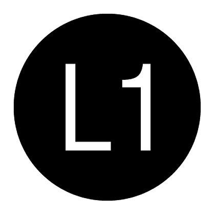 Beyaz 'L1' (gösterge), polyester yapışkan / siyah, 10 etiket / kart 10 kağıt / paket - İletken tanımlama etiketi, 0.79'' (20 mm) işaret çapı, dış iletken.