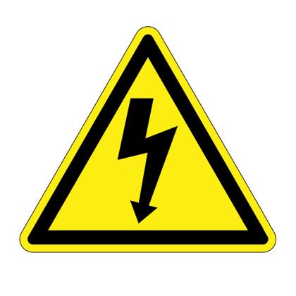 ISO uyarı lambası, 0.50'' (13.0mm) üçgen genişliği, dikkatli - elektrik çarpması sembolü riski, vinil yapıştırıcı, siyah ve sarı / 10 markörler / kart 10 kağıt / paketi.