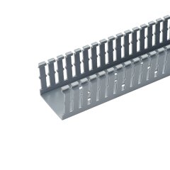 Panduct® tip F dar yarık kablo kanalı 3W x 3H (76.2 mm x 76.2 mm) ve 6' uzunluğunda bir nominal kanal boyutuna sahiptir. Bu açık gri ve PVC malzemeden imal edilmiştir.