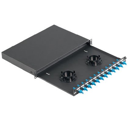 50 um için 12 LC dubleks adaptörleri ile NK Önceden yüklenmiş elyaf çekmecenin (OM3 / OM4) modlu fiber. Zirkonyum bölünmüş kollu