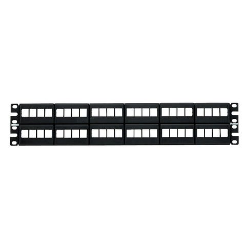 Siyah olan kapaklarla Keystone 48 bağlantı modüler patch panel (2 RU).