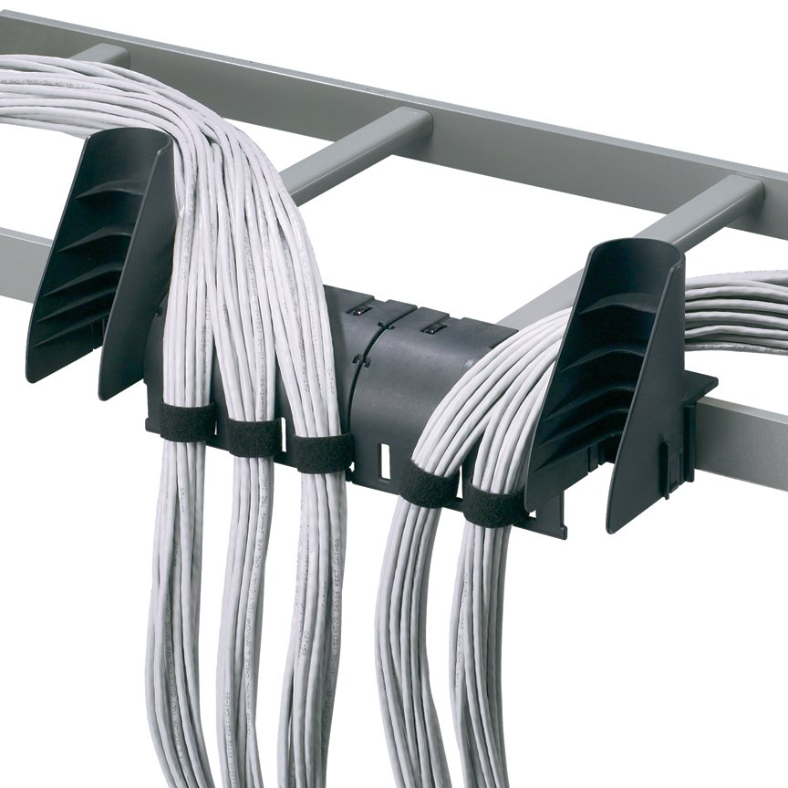 Kablo yönetim kiti şelale. Standart merdiven Raftan kabloları aktarırken viraj yarıçapı kontrol sağlar. Kit CMWB, iki CMWW ve kablo bağları kapsar.