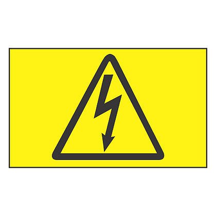dağıtıcı içinde elektrik etiket, 1.5'' siyah H, yüksek gerilim sembolü (3864 ISO), polyester yapışkan, sarı / paket başına 200 etiket W 1.0'' x.