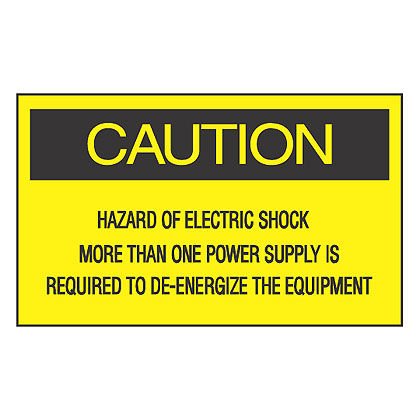 dağıtıcı içinde elektrik etiket, 1.5'' H, paket başına 200 etiketler, siyah / san (gösterge), polyester yapışkan, 'elektrik bir güç kaynağı ekipmanı çalıştırmak için gerekli olan daha fazla şok Dikkat tehlike' W 1.0'' x.