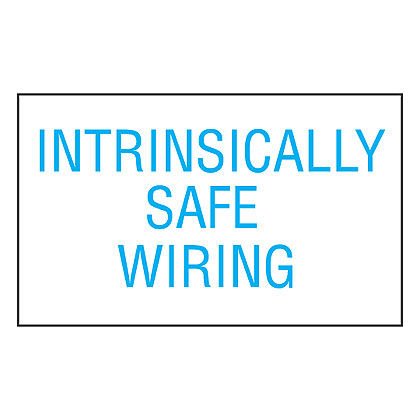dağıtıcı içinde elektrik etiket, 1.0'' H, 'kendinden güvenlikli kablo' (gösterge), polyester yapışkan, mavi / beyaz, paket başına 200 etiket W 1.5'' x.