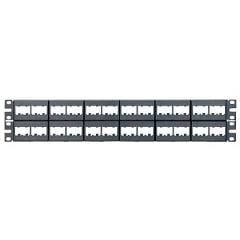 Kısa Com siyah kapaklarla 48 bağlantı modüler patch panel, (2RU).