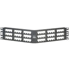 Kısa Com 72 portlu modüler gömme siyah açılı patch panel, (2RU) monte edilir.