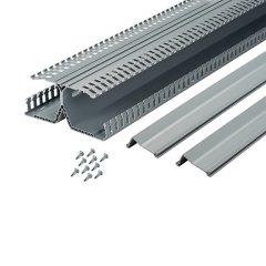 Panduct® PanelMax, DİN rayı kablo kanalı (baz, kapakları ve DİN rayı bağlantı elemanları), 3 yüksekliği, PVC, açık gri.