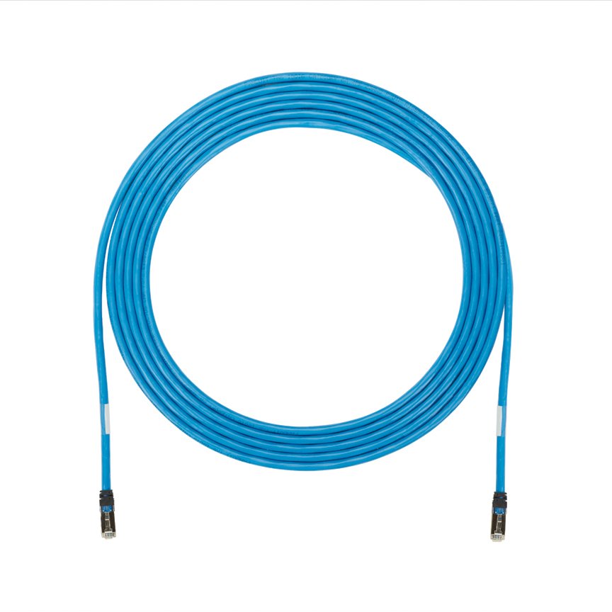 Kategori 6A (SD), UTP katı, yükseltici, her iki ucunda TX6A ™ 10Gig ™ modüler fişli mavi kablo. 75 ft.