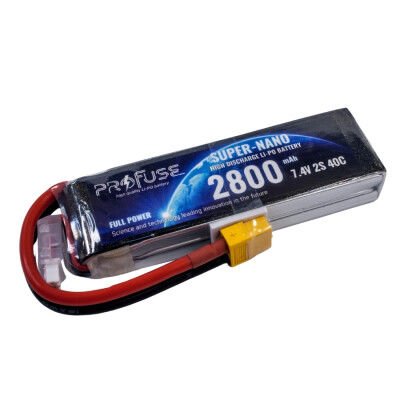2S 7.4V 2800mAh 40C LiPo Battery