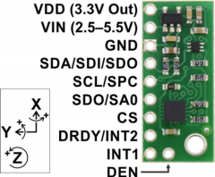 L3GD20H 3-Axis Gyro Carrier con regulador de voltaje