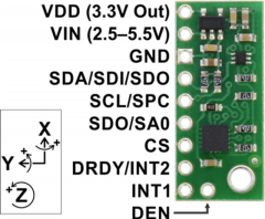 L3GD20H 3-Axis Gyro Carrier with Voltage Regulator