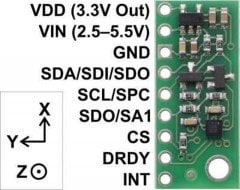 LIS3MDL 3-Axis Magnetometer Carrier with Voltage Regulator - PL2737