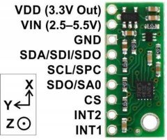 LSM303D 3D Compass and Acceleration Measurer Sensor With Voltage Regulator - LSM303D