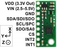 LSM303D 3D Compass and Acceleration Measurer Sensor With Voltage Regulator - LSM303D