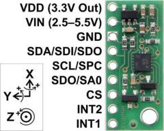 LSM6DS33 acelerómetro y el giroscopio 3D Carrier con regulador de voltaje - PL2736