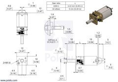 1000:1 Micro Metal Gearmotor HP 6V 32Rpm