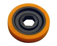BaneBots Wheel, 1-5/8'' x 0.4'', 1/2'' Hex Mount, 40A, Black/Orange