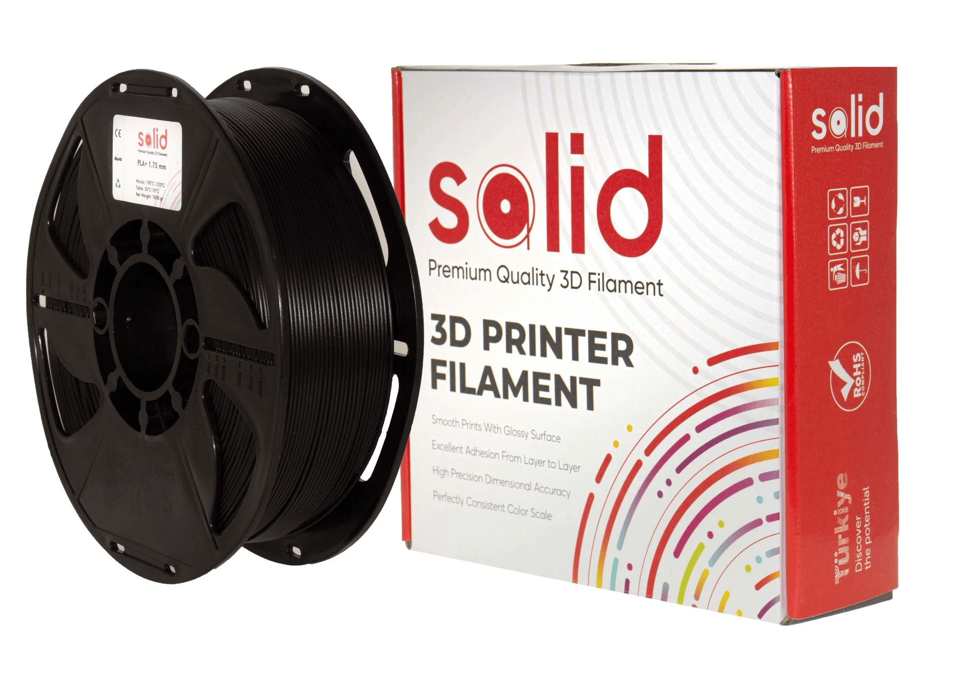 SOLID Filament PLA Plus 1.75 mm 1 kg - Black