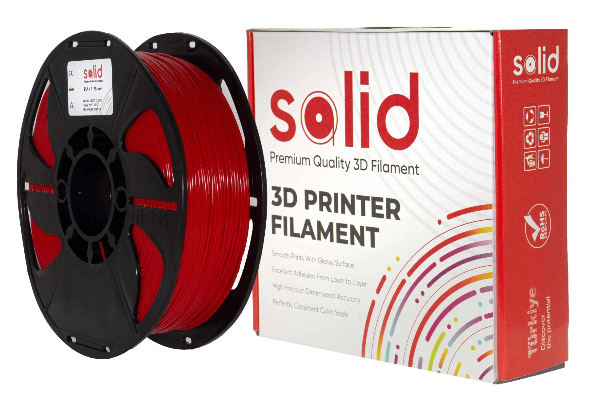 SOLID Filament PLA Plus 1.75 mm 1 kg - Red