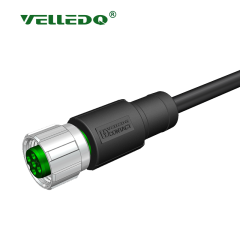 M12 5 Pin Dişi Düz 5 Mt. Kablolu Konnektör - Sensör Kablosu Velledq M12-F05T-5.0PVC/BK