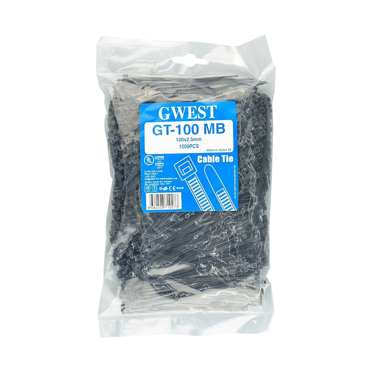 Gwest 100x2,5 mm Siyah Kablo Bağı 1000 Adet GT 100MB