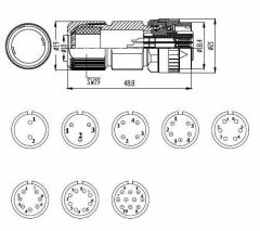 DK182-6A Servo Motor Konnektörü 6 Pin Dişi Seyyar Soket