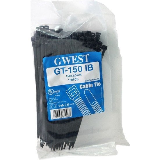 Gwest 150x3,6mm Siyah Kablo Bağı 100 Adet GT 150 IB