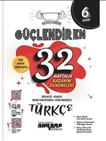 6. Sınıf Türkçe Güçlendiren 32 Haftalık Kazanım Denemeleri