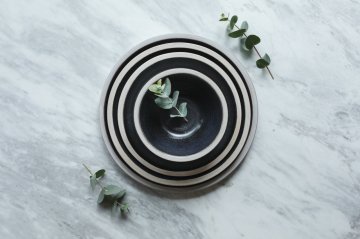 Beige and Black Ceramic Dinner Plate