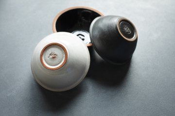 Beige and Black Ceramic Salad Bowl