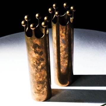 Pair Of Pierre Forsell Brass Vase