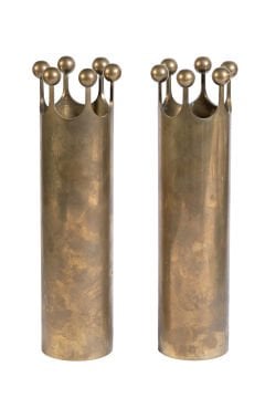 Pair Of Pierre Forsell Brass Vase