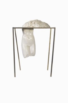 Marble Sculpture Torso With Metal Frame