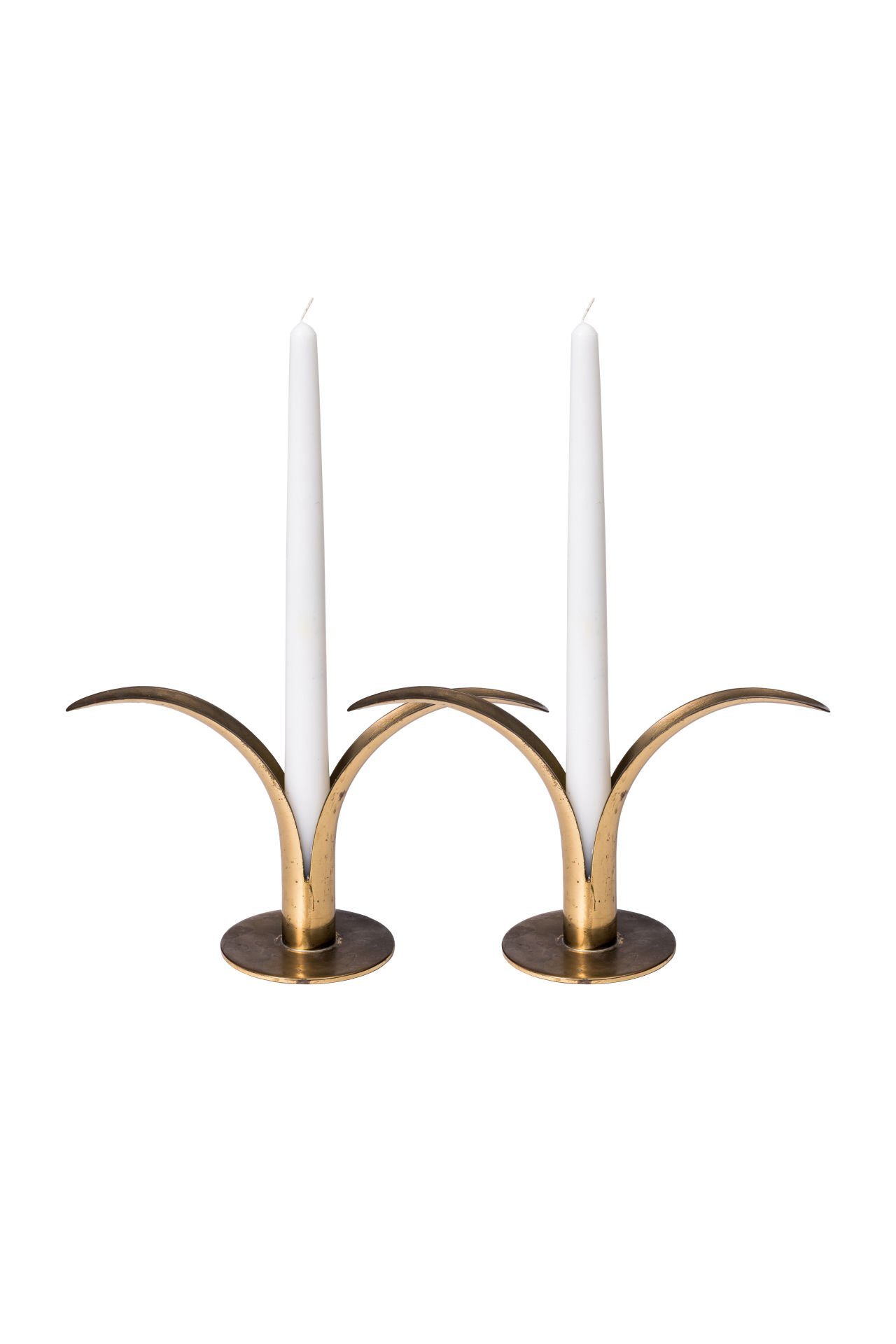 Pair Of Ystad Metall Candle Holders