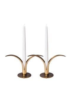 Pair Of Ystad Metall Candle Holders