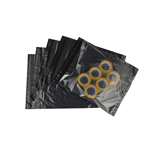 Küçük Boy Siyah Tek Tarafı Şeffaf Cepsiz Kargo Poşeti 25x30+5