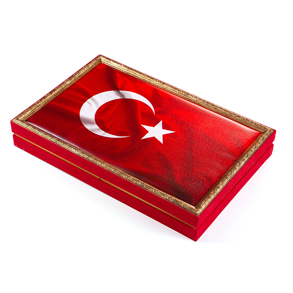 Türk Bayrağı Tablolu Çerçeveli Çikolata Kutusu 36.5x56x8.5cm