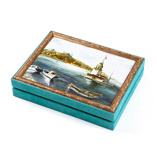 Kız Kulesi Tablolu Çerçeveli Çikolata Kutusu 28x36.5x8.5cm