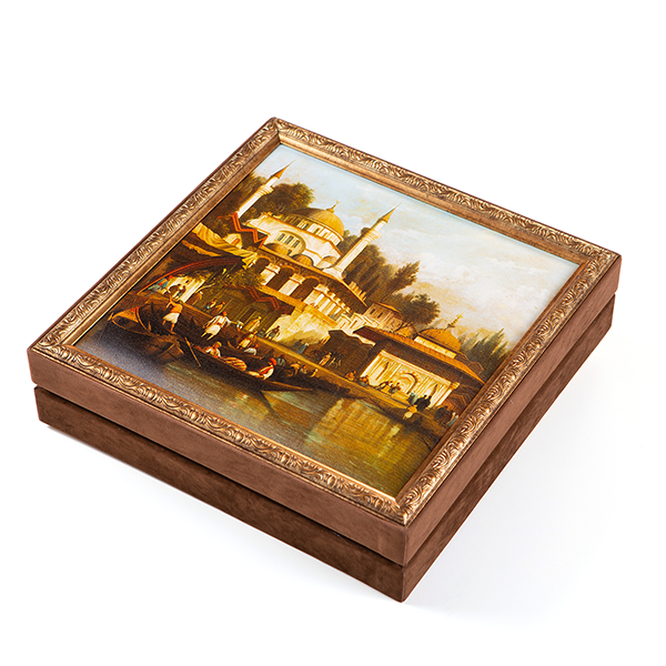 Osmanlı Manzara Tablolu Çerçeveli Çikolata Kutusu 33x33x8.5cm