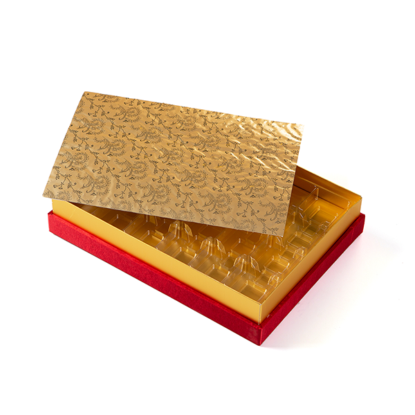 Desenli Kumaş 750gr Madlen Çikolata Kutusu 28.5x19.5x8.5cm