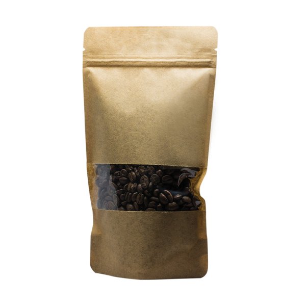 Kraft Yarım Pencereli Kilitli Doypack (8.5x14.5 cm)
