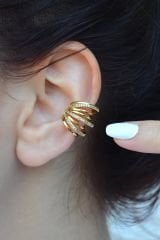 Gold Renkli Çok Sıralı Earcuff Kıkırdak Küpesi